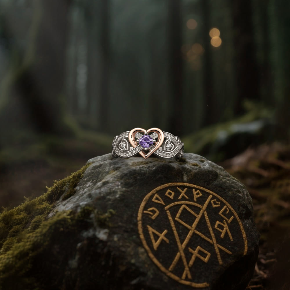 Freyja’s Heart Amethyst Love Knot Ring