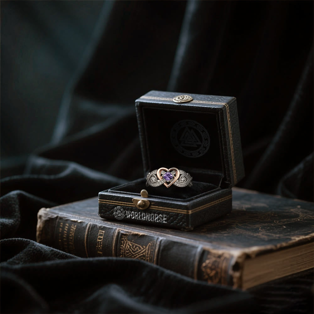 Freyja’s Heart Amethyst Love Knot Ring