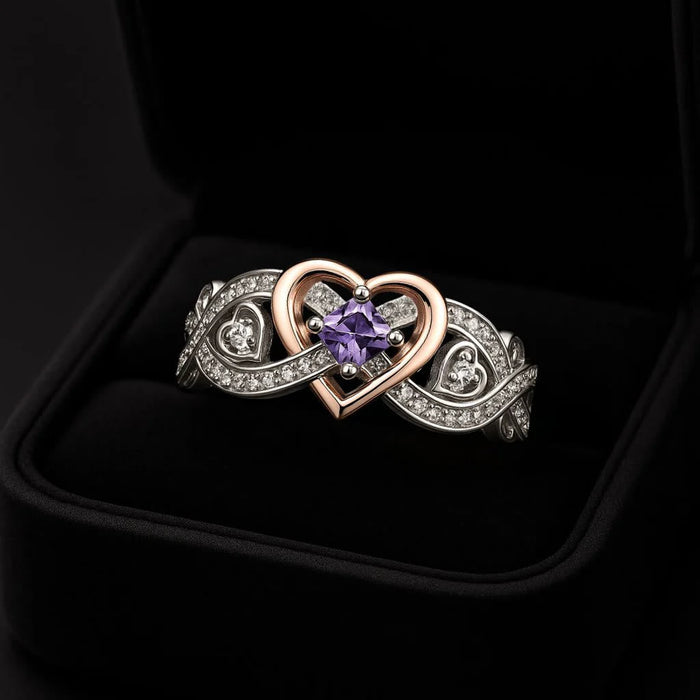 Freyja’s Heart Amethyst Love Knot Ring