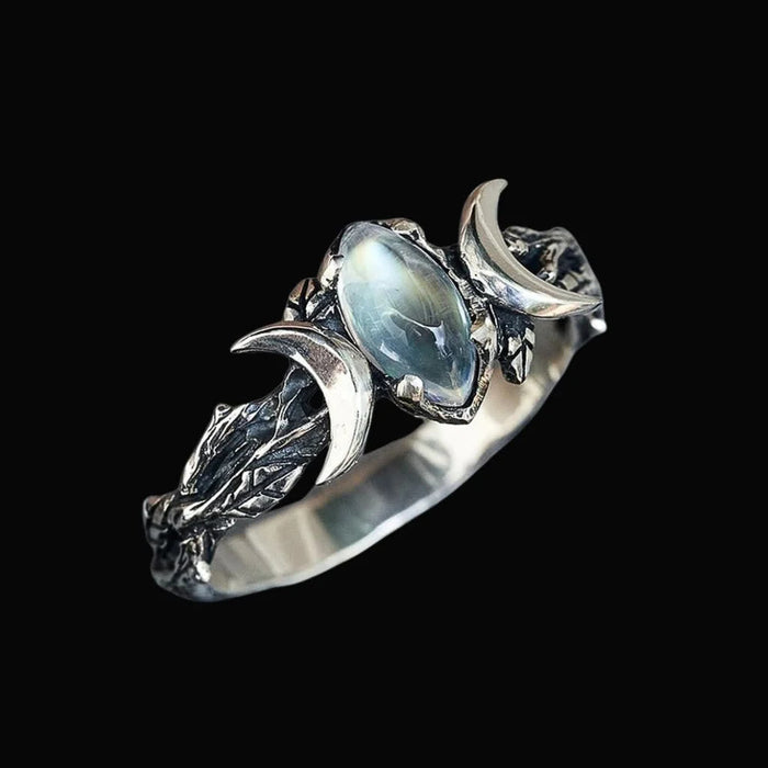 Moonstone Crescent Twin Moon Ring