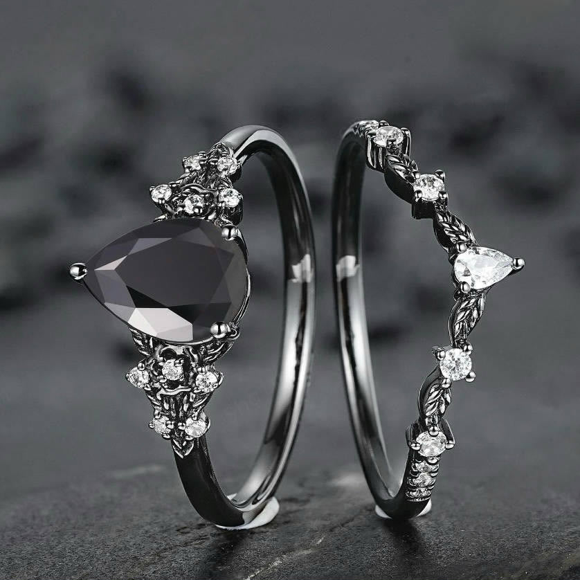 Nordic Floral Alexandrite Ring Set