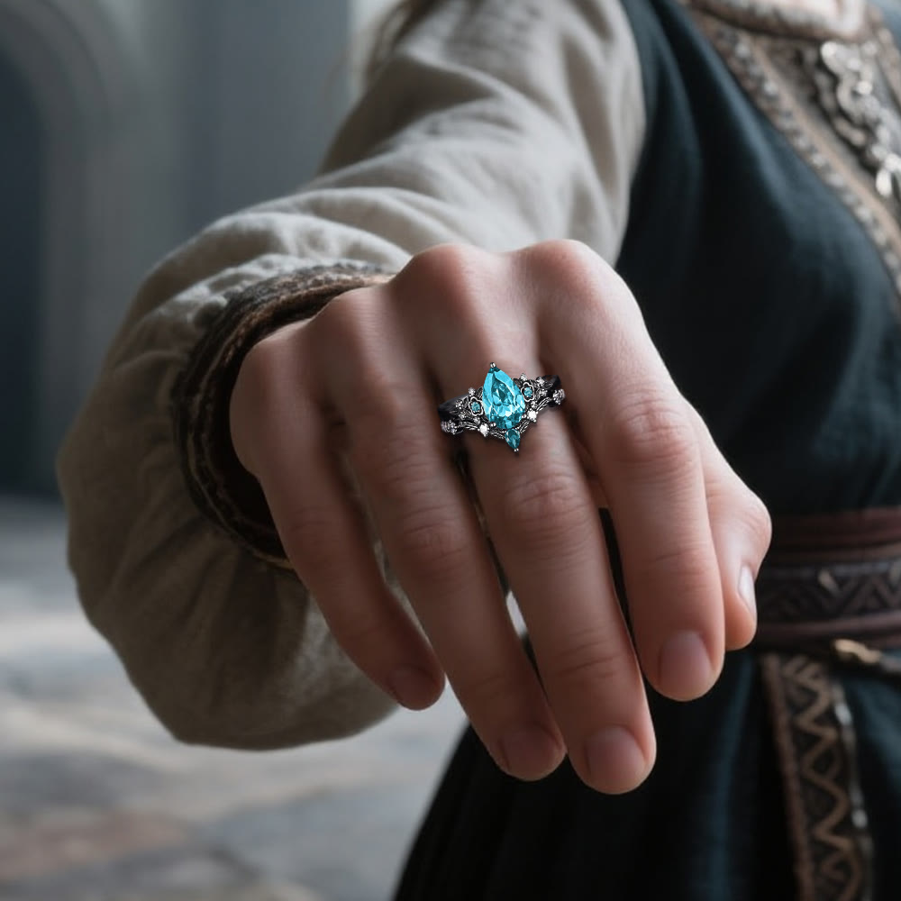 Nordic Floral Alexandrite Ring Set