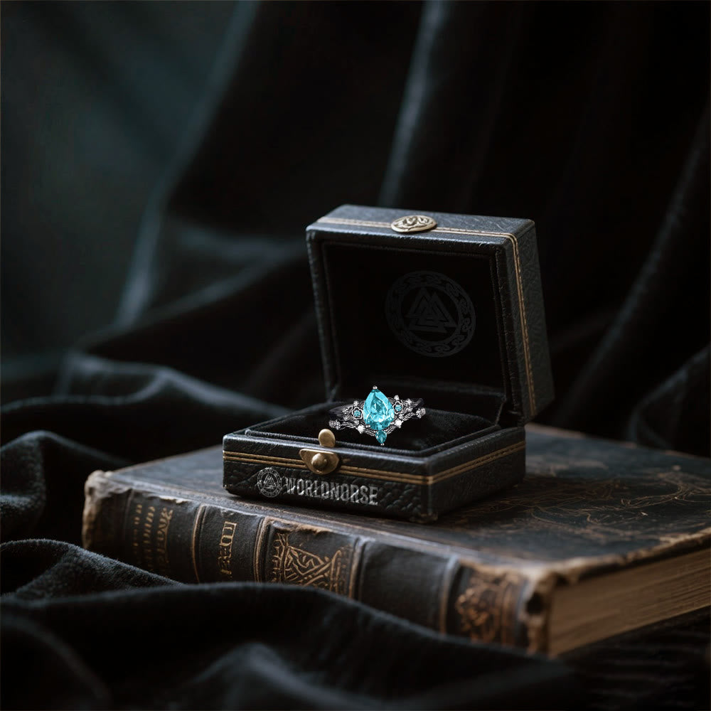 Nordic Floral Alexandrite Ring Set