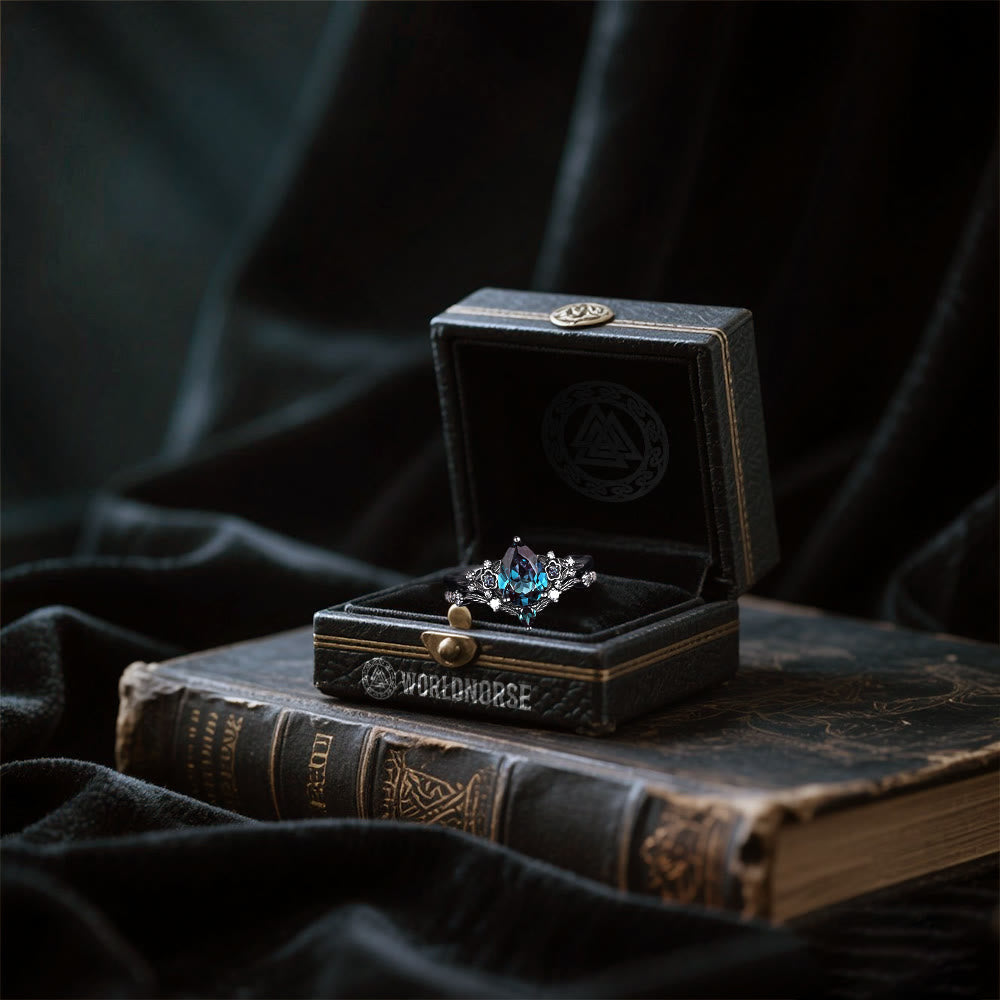 Nordic Floral Alexandrite Ring Set