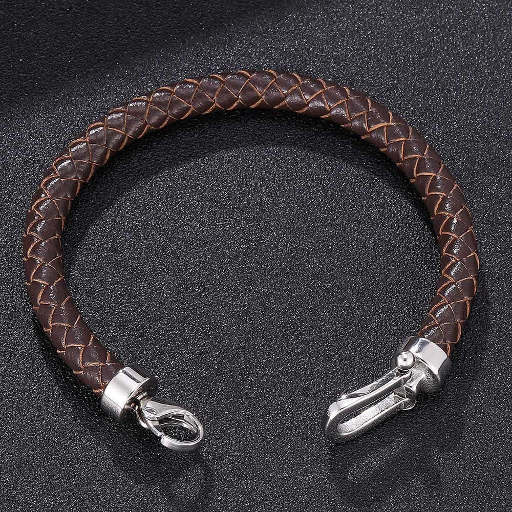 Lobster Claw Clasp Braided Leather Bracelet