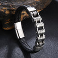 Interwoven Steel Chain Leather Bracelet