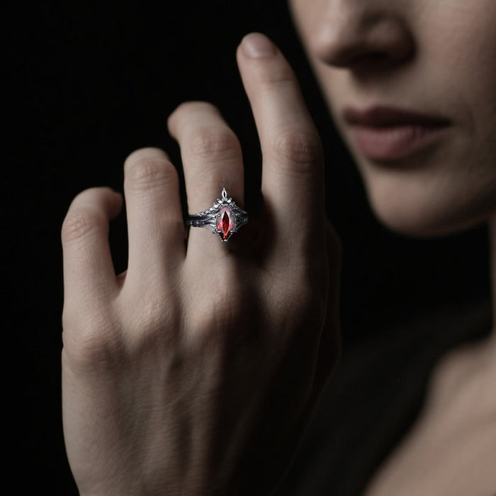 Garnet Crown Flame Ring