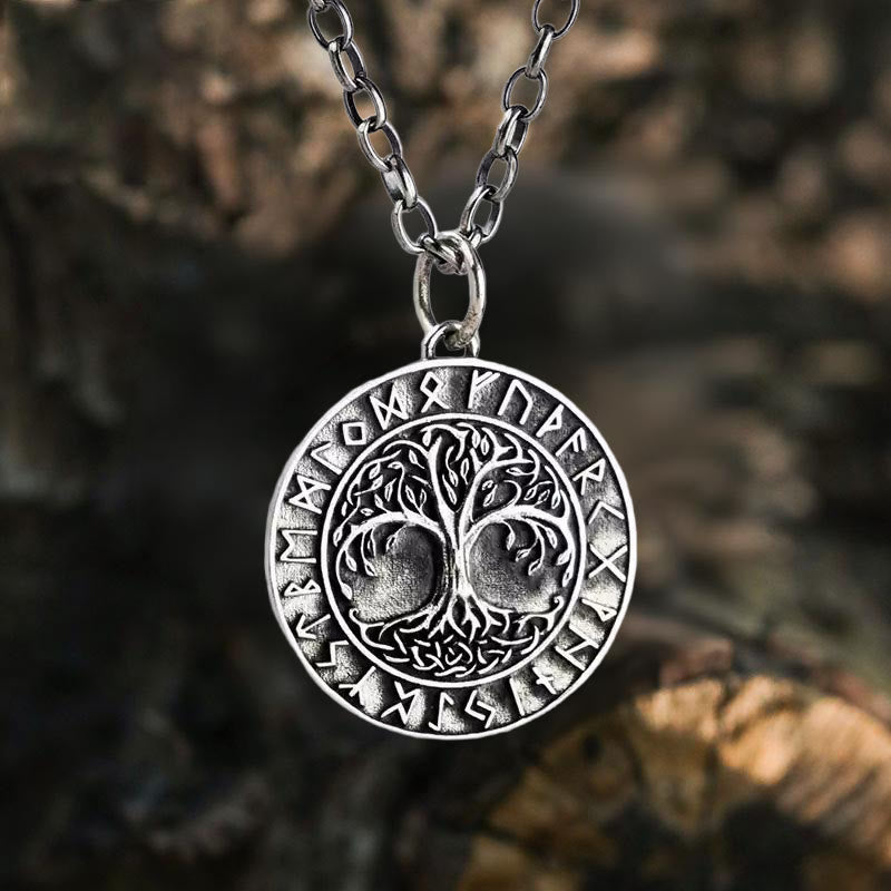 Handcrafted 925 Silver Yggdrasil Rune Necklace