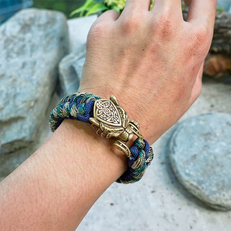 Viking Leopard Shield Paracord Braided Bracelet