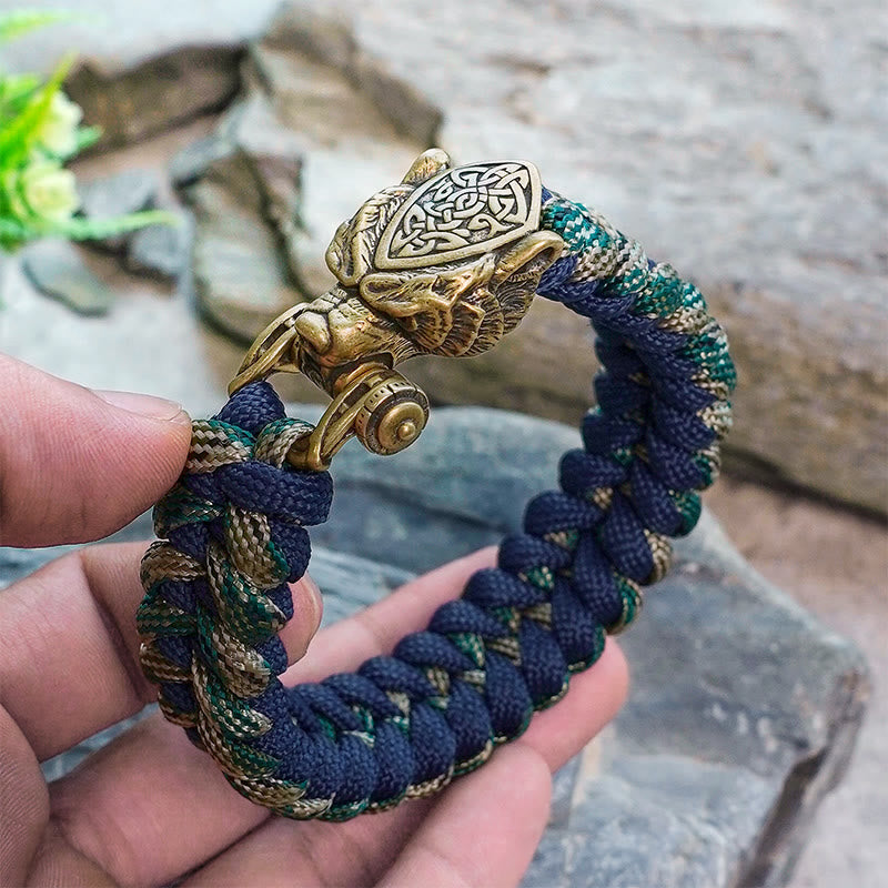 Viking Leopard Shield Paracord Braided Bracelet