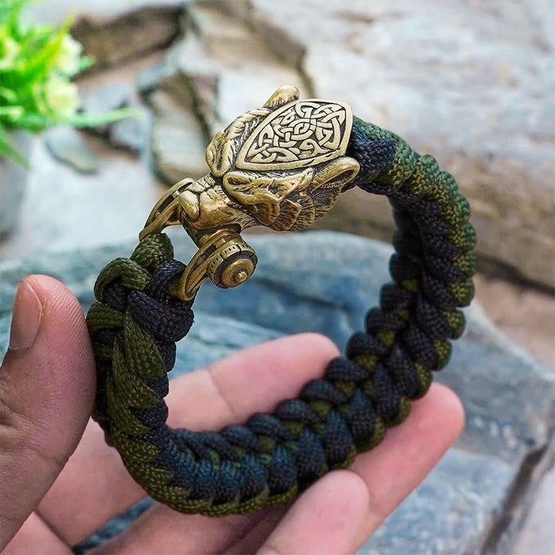 Viking Leopard Shield Paracord Braided Bracelet
