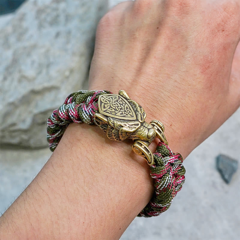 Viking Leopard Shield Paracord Braided Bracelet
