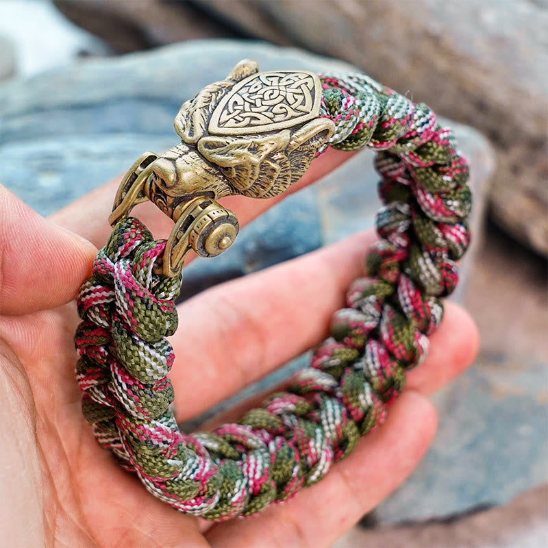 Viking Leopard Shield Paracord Braided Bracelet
