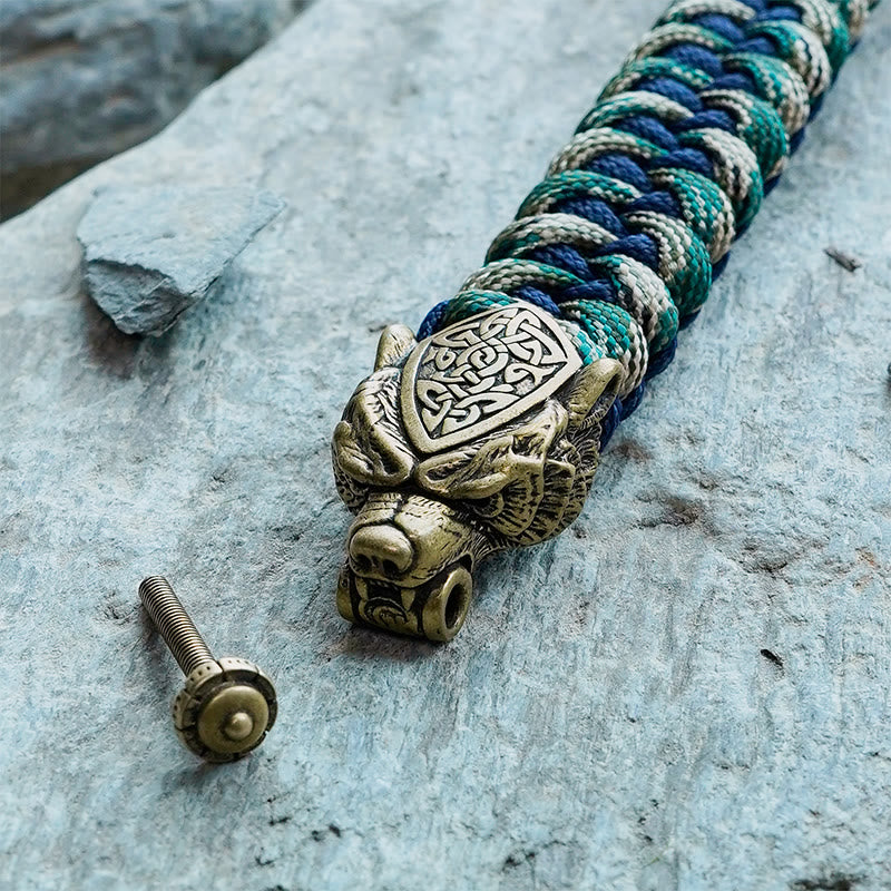 Viking Leopard Shield Paracord Braided Bracelet