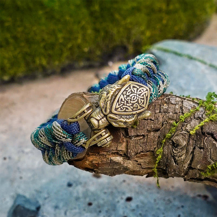 Viking Leopard Shield Paracord Braided Bracelet