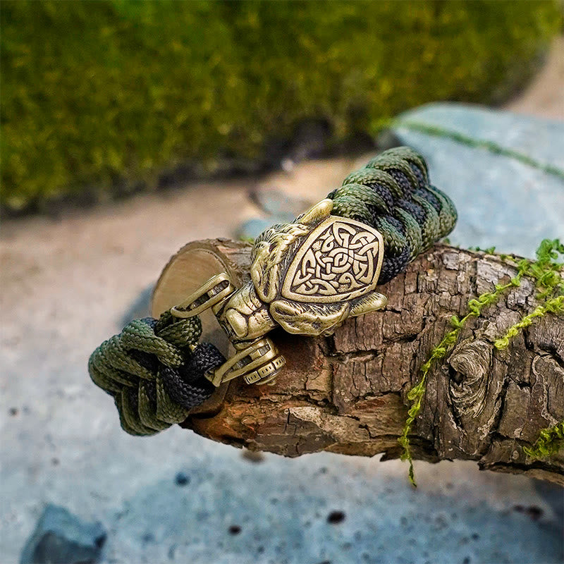 Viking Leopard Shield Paracord Braided Bracelet