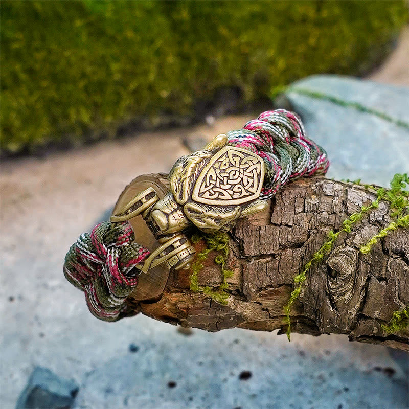 Viking Leopard Shield Paracord Braided Bracelet