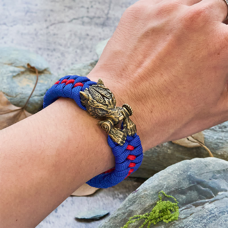 Viking Warrior Wolf Paracord Braided Bracelet