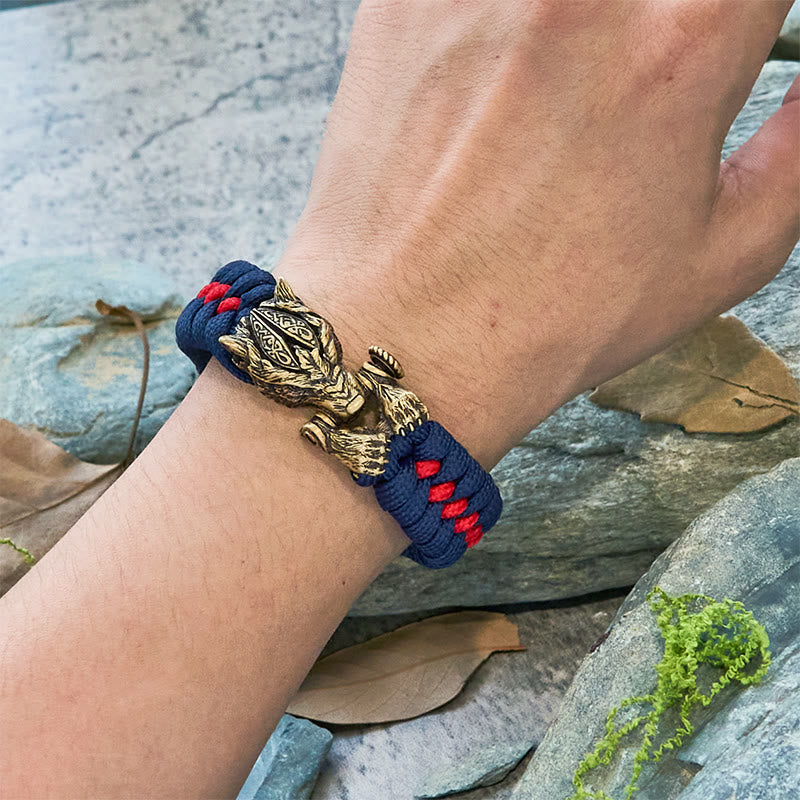 Viking Warrior Wolf Paracord Braided Bracelet