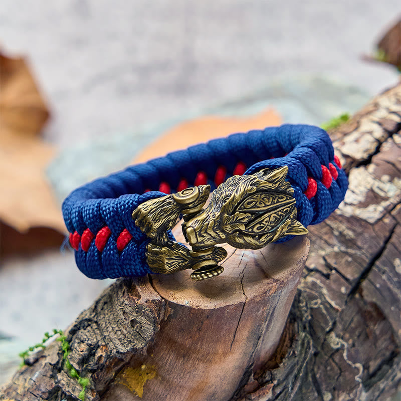 Viking Warrior Wolf Paracord Braided Bracelet
