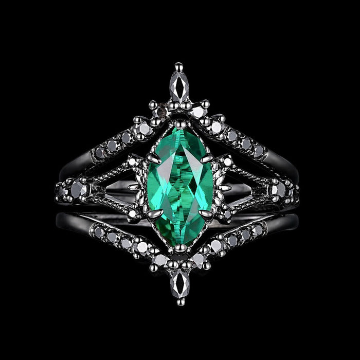 Mystic Emerald Crown 3-Piece Ring Set