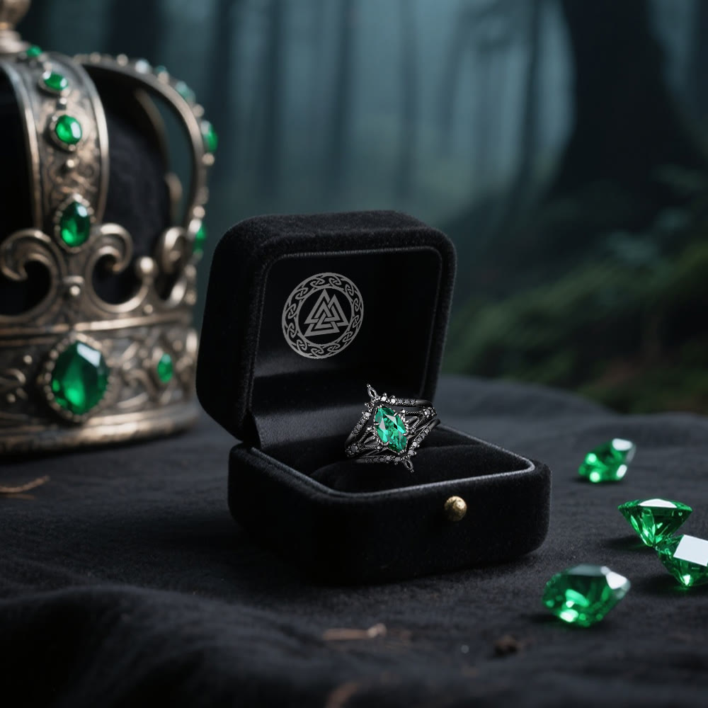 Mystic Emerald Crown 3-Piece Ring Set
