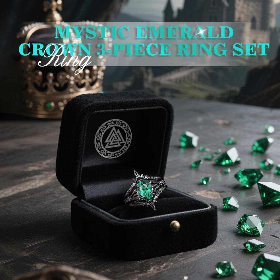 Mystic Emerald Crown 3-Piece Ring Set