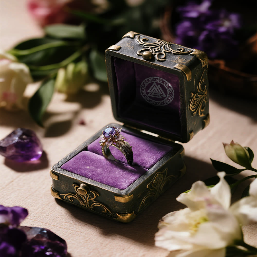 Twilight Bloom Amethyst Dual Tone Ring