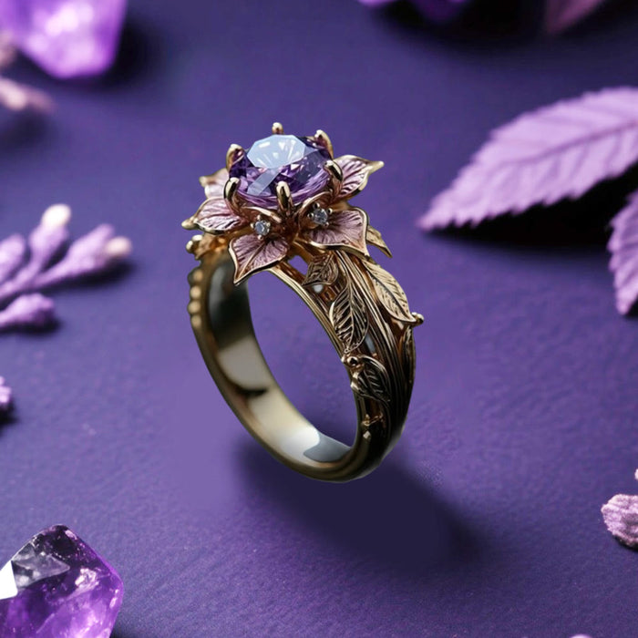 Twilight Bloom Amethyst Dual Tone Ring