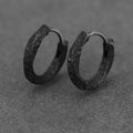 Handcrafted 925 Silver Viking Textured Black Hoop Earrings