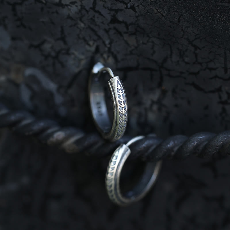 925 Sterling Silver Gothic Engraved Silver Earrings