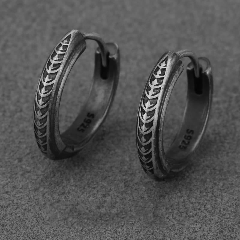 925 Sterling Silver Gothic Engraved Silver Earrings