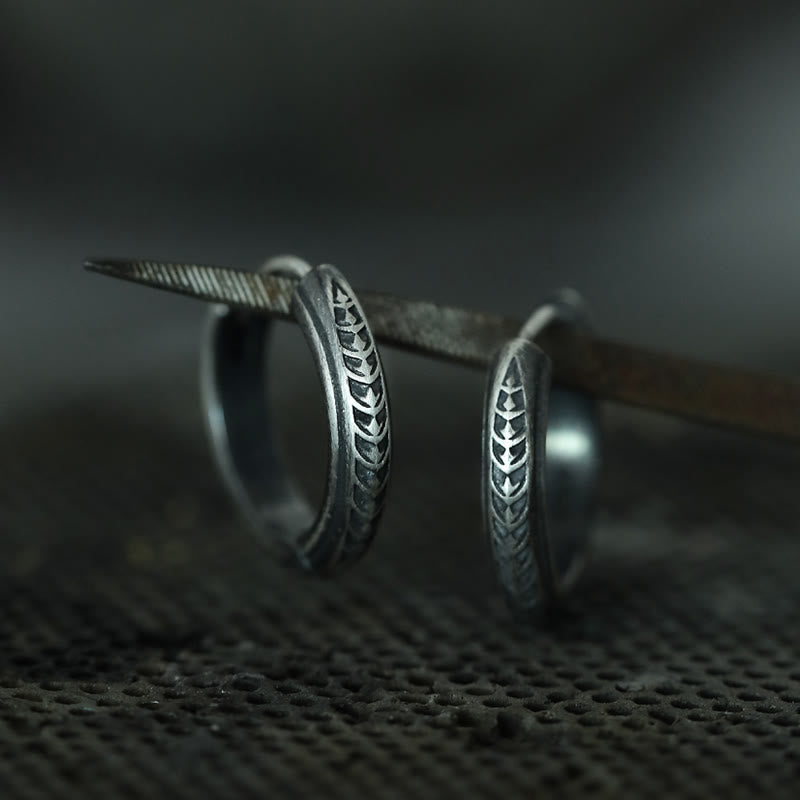 925 Sterling Silver Gothic Engraved Silver Earrings