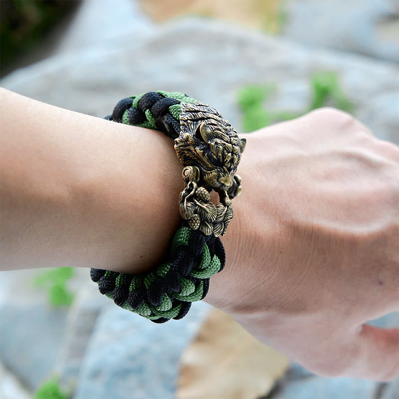 Viking Tiger Head Paracord Braided Bracelet