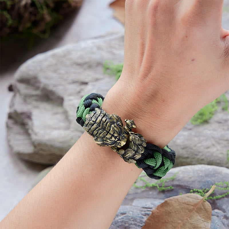 Viking Tiger Head Paracord Braided Bracelet