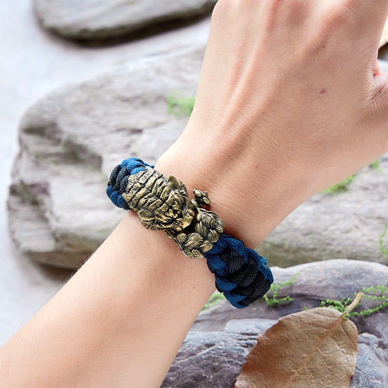 Viking Tiger Head Paracord Braided Bracelet