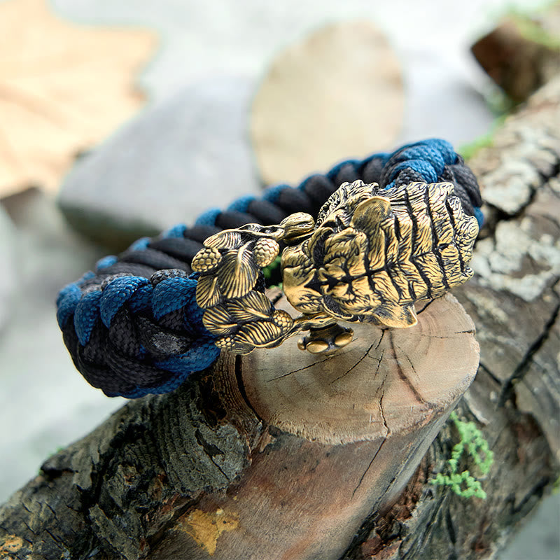 Viking Tiger Head Paracord Braided Bracelet