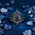Galaxy Blue Sandstone Three-piece Ring Set