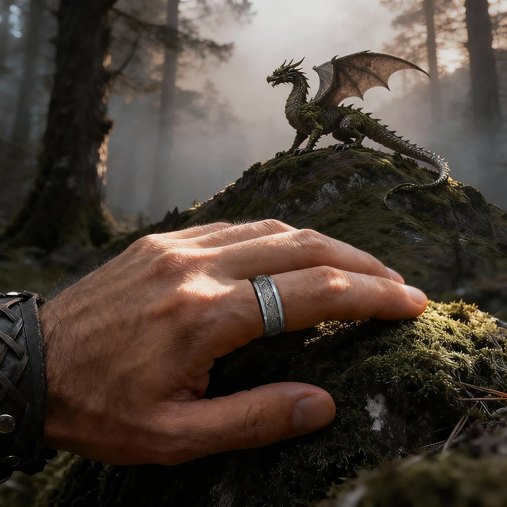 Tungsten Carbide Celtic with Dragon Ring