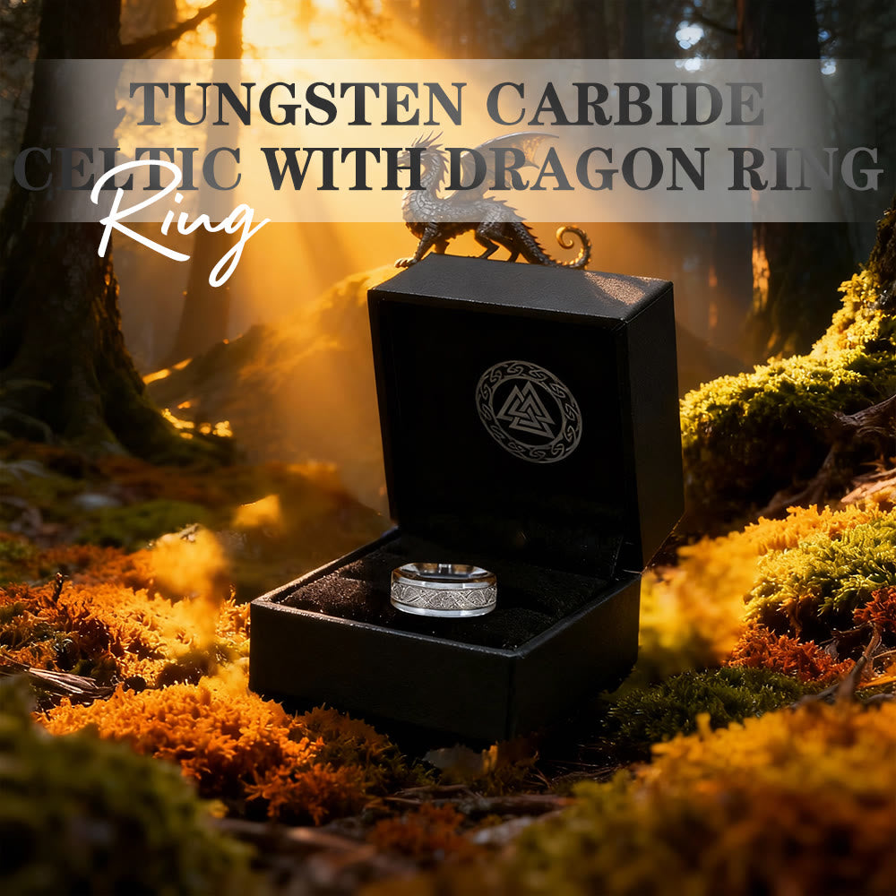 Tungsten Carbide Celtic with Dragon Ring