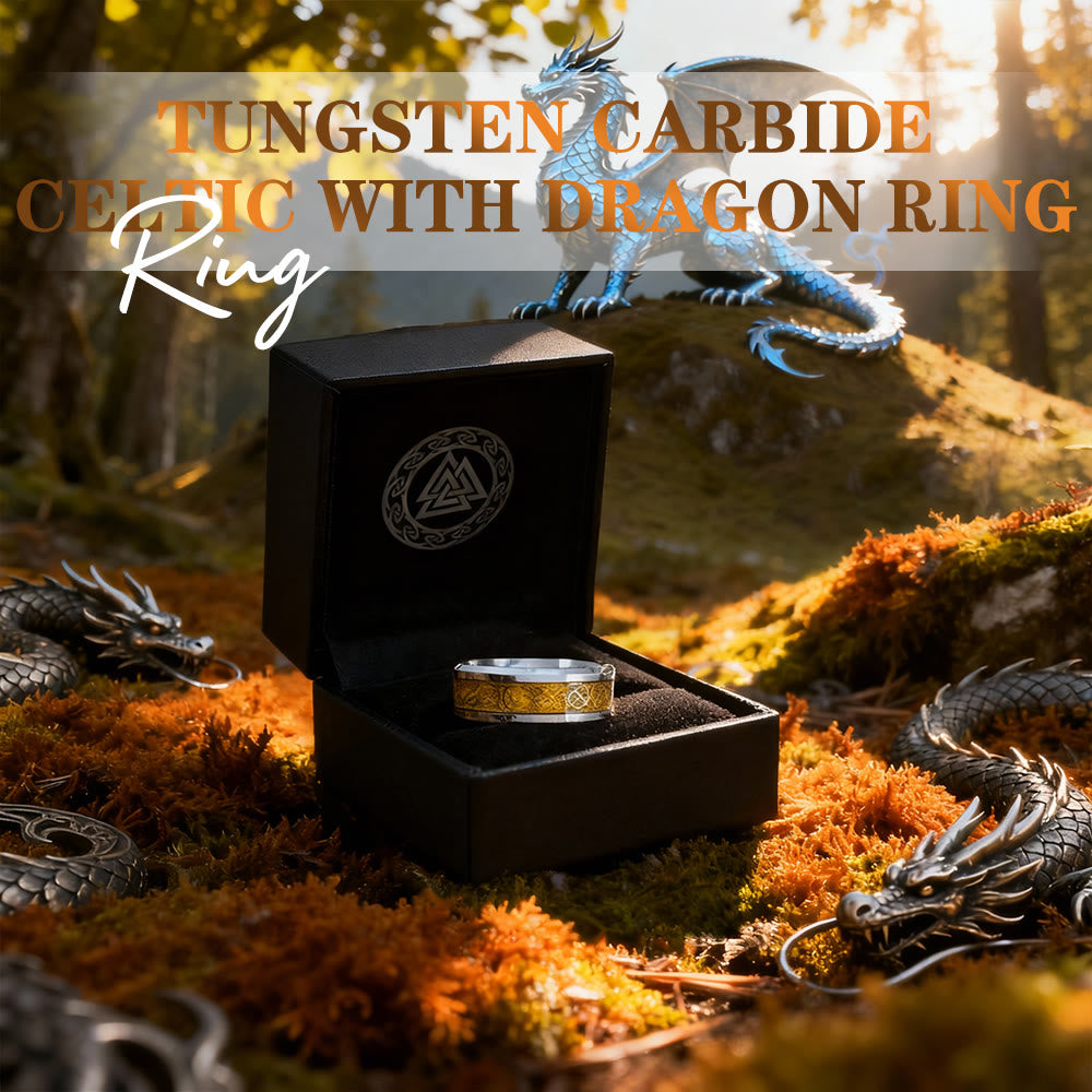 Tungsten Carbide Celtic with Dragon Ring
