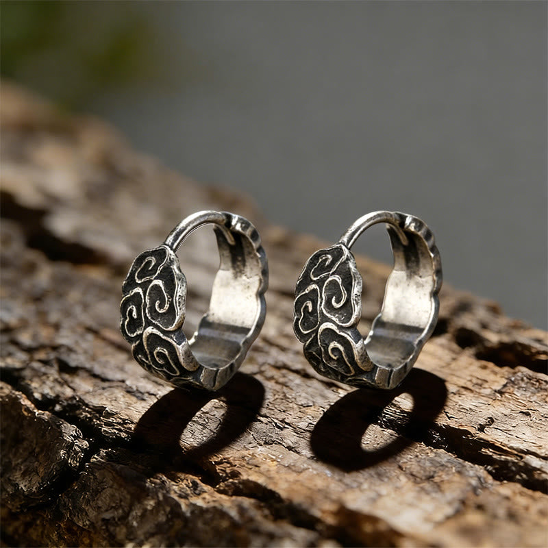 Carved Cloud Texture Vintage Style Earrings