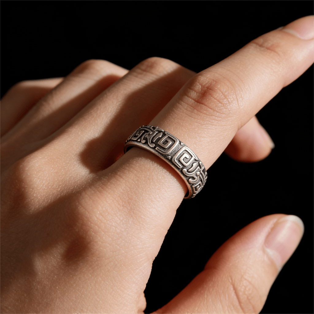 Intricate Rune Labyrinth Interlock Ring