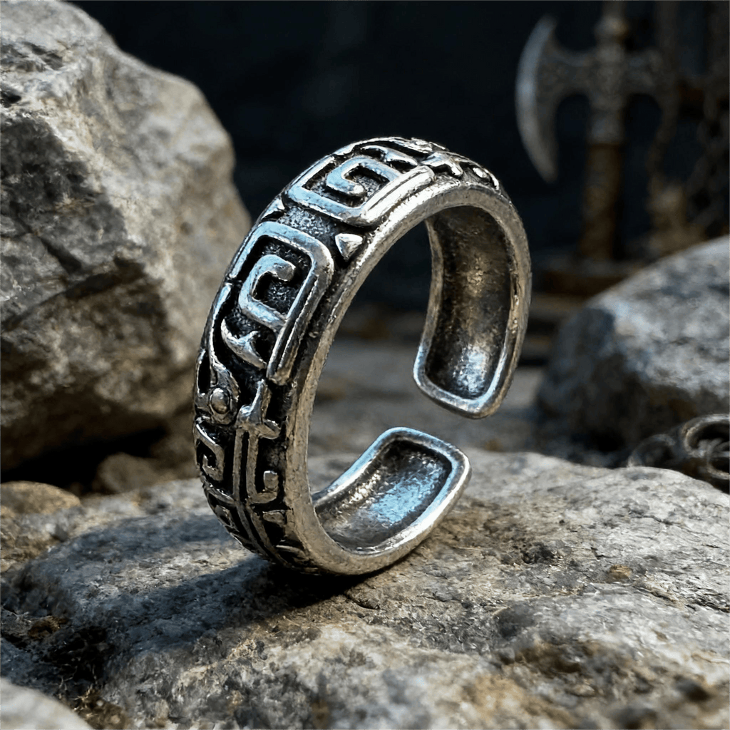 Intricate Rune Labyrinth Interlock Ring