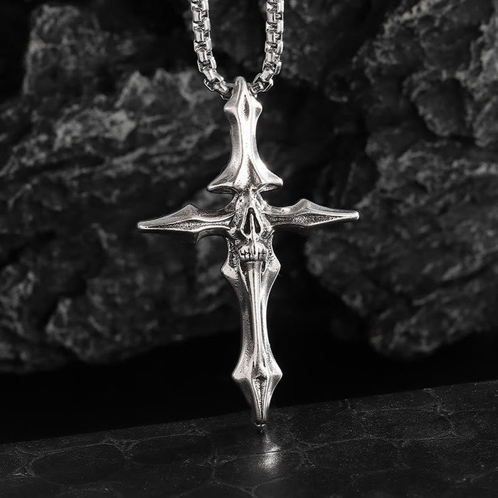 Spiked Skull Cross Necklace