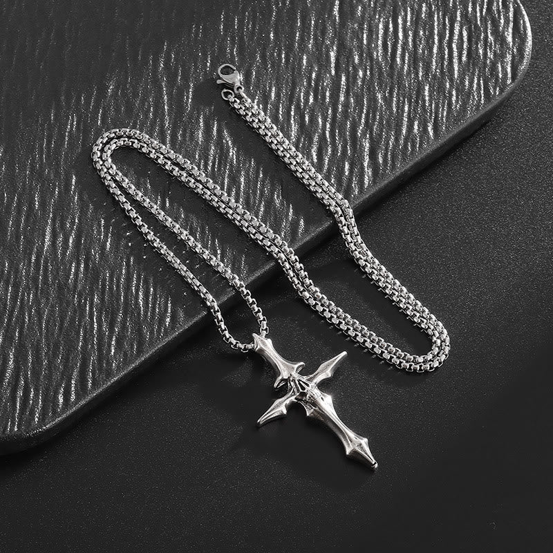 Spiked Skull Cross Necklace