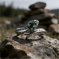 Serpent Scale Forest Stone Weave Ring