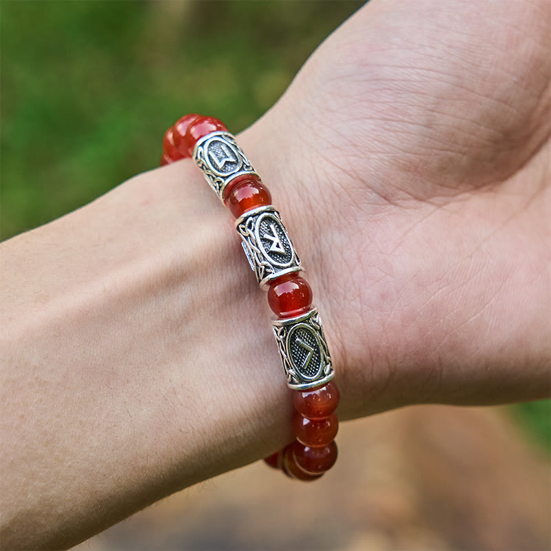 Viking Rune Variegated Crystal Beaded Bracelet