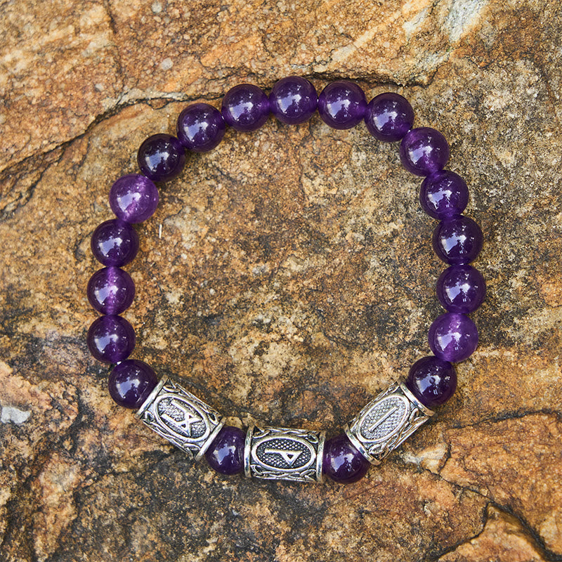 Viking Rune Variegated Crystal Beaded Bracelet