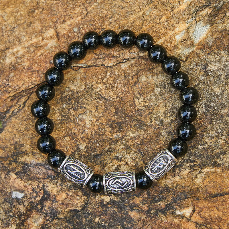 Viking Rune Variegated Crystal Beaded Bracelet